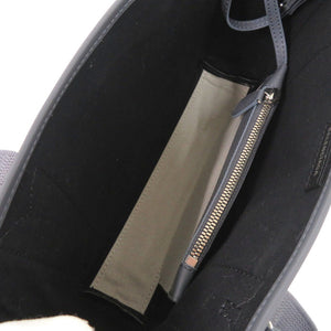 新品同様 バレンシアガ ネイビーカバス XS 390346 キャンバス レザー グレー ライトベージュ 2way ハンドバッグ 0949【中古】BALENCIAGA