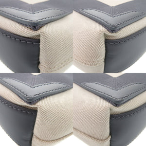 新品同様 バレンシアガ ネイビーカバス XS 390346 キャンバス レザー グレー ライトベージュ 2way ハンドバッグ 0949【中古】BALENCIAGA