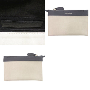 新品同様 バレンシアガ ネイビーカバス XS 390346 キャンバス レザー グレー ライトベージュ 2way ハンドバッグ 0949【中古】BALENCIAGA