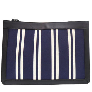 美品 バレンシアガ ストライプ 339937 ポシェット ショルダーバッグ キャンバス レザー ネイビー 0951【中古】BALENCIAGA