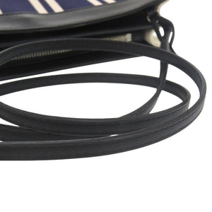 美品 バレンシアガ ストライプ 339937 ポシェット ショルダーバッグ キャンバス レザー ネイビー 0951【中古】BALENCIAGA