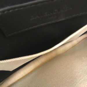 美品 バレンシアガ ストライプ 339937 ポシェット ショルダーバッグ キャンバス レザー ネイビー 0951【中古】BALENCIAGA