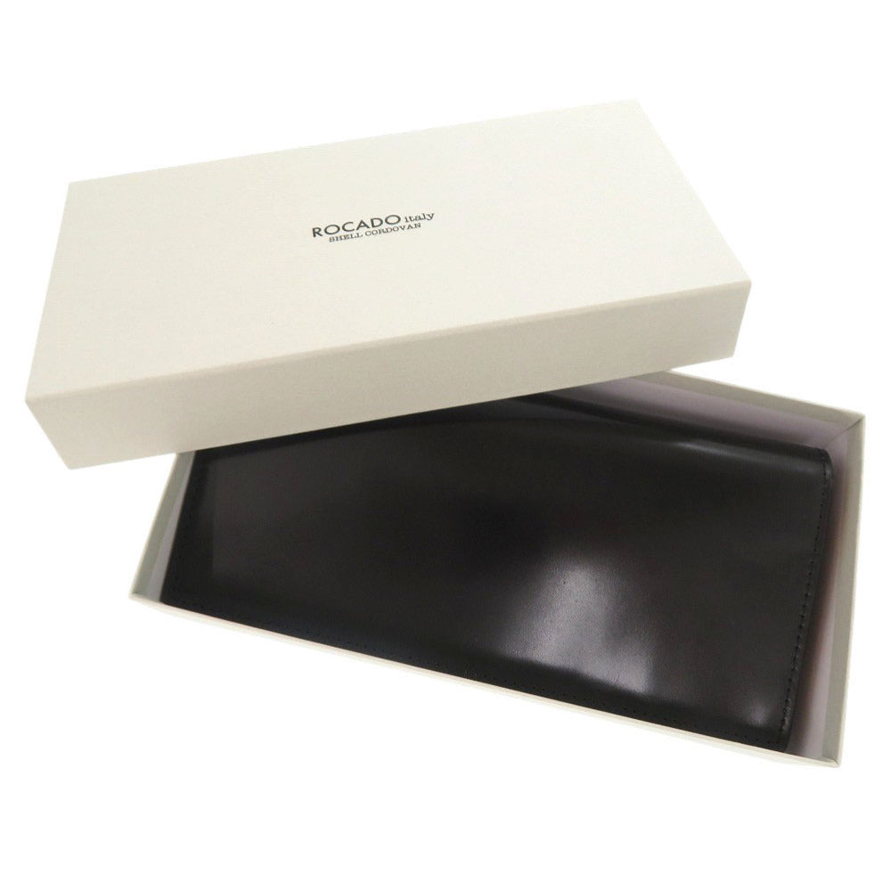 未使用品 ロカド コードバン ブラック 二つ折り長財布 長財布 黒 1002【中古】ROCADO メンズ