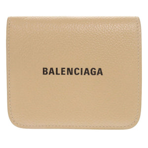 新品同様 バレンシアガ レザー ベージュ 二つ折り財布 コンパクトウォレット 1018【中古】BALENCIAGA