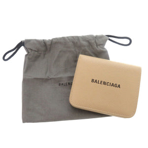 新品同様 バレンシアガ レザー ベージュ 二つ折り財布 コンパクトウォレット 1018【中古】BALENCIAGA