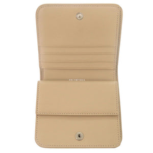 新品同様 バレンシアガ レザー ベージュ 二つ折り財布 コンパクトウォレット 1018【中古】BALENCIAGA