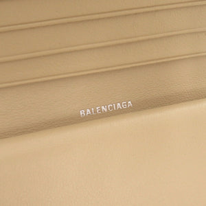 新品同様 バレンシアガ レザー ベージュ 二つ折り財布 コンパクトウォレット 1018【中古】BALENCIAGA