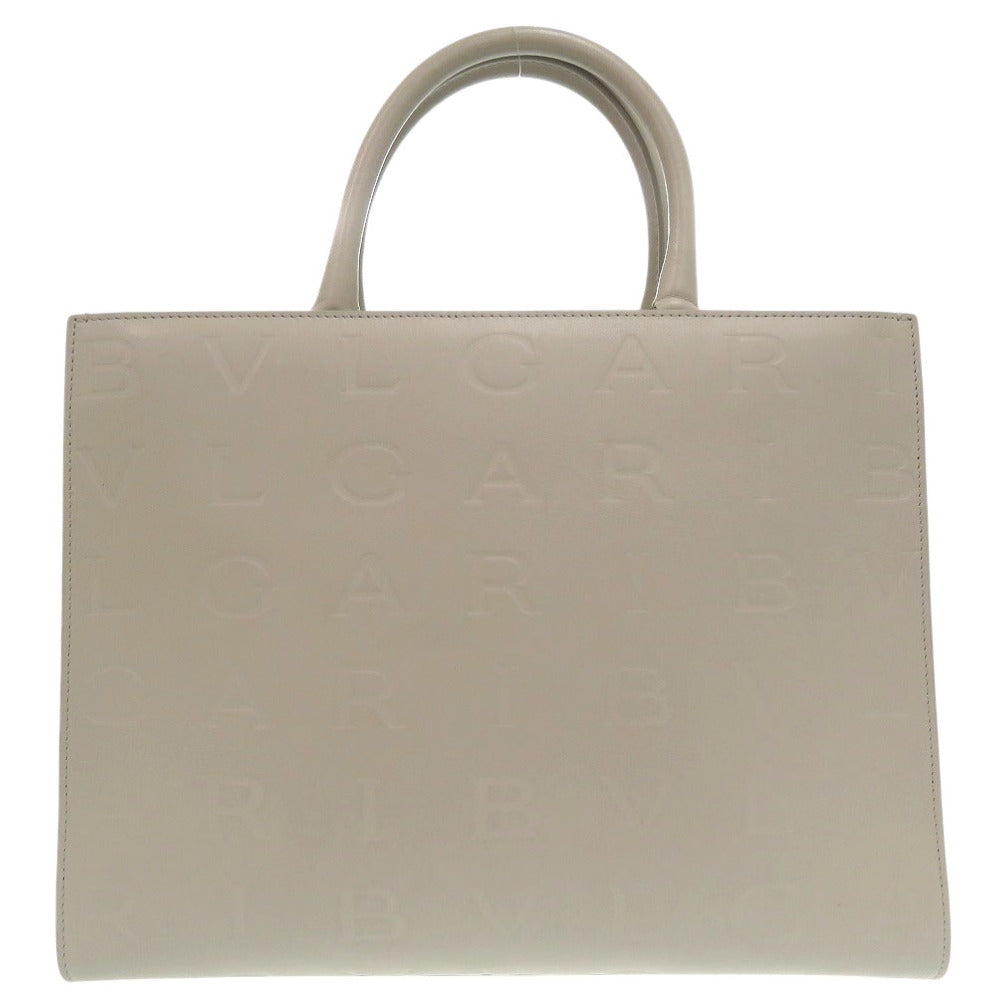 美品 ブルガリ インフィニートゥム トートバッグ ロゴエンボス 2WAY 292001 レザー グレージュ 1071【中古】BVLGARI