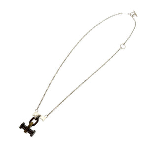 新品同様 エルメス モビールH メタル バッファローホーン シルバー ネックレス ペンダント 1081【中古】HERMES メンズ