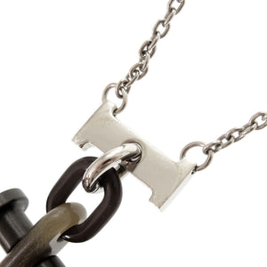 新品同様 エルメス モビールH メタル バッファローホーン シルバー ネックレス ペンダント 1081【中古】HERMES メンズ