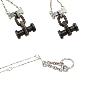 新品同様 エルメス モビールH メタル バッファローホーン シルバー ネックレス ペンダント 1081【中古】HERMES メンズ