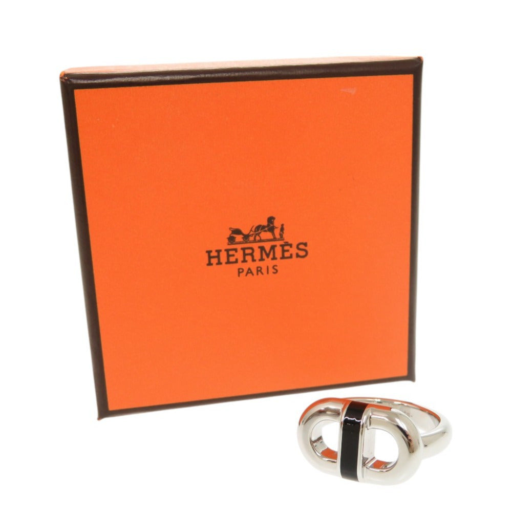 エルメス マイヨン サイズT60 メタル シルバー ブラック リング 指輪 1082【中古】HERMES メンズ