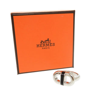 エルメス マイヨン サイズT60 メタル シルバー ブラック リング 指輪 1082【中古】HERMES メンズ