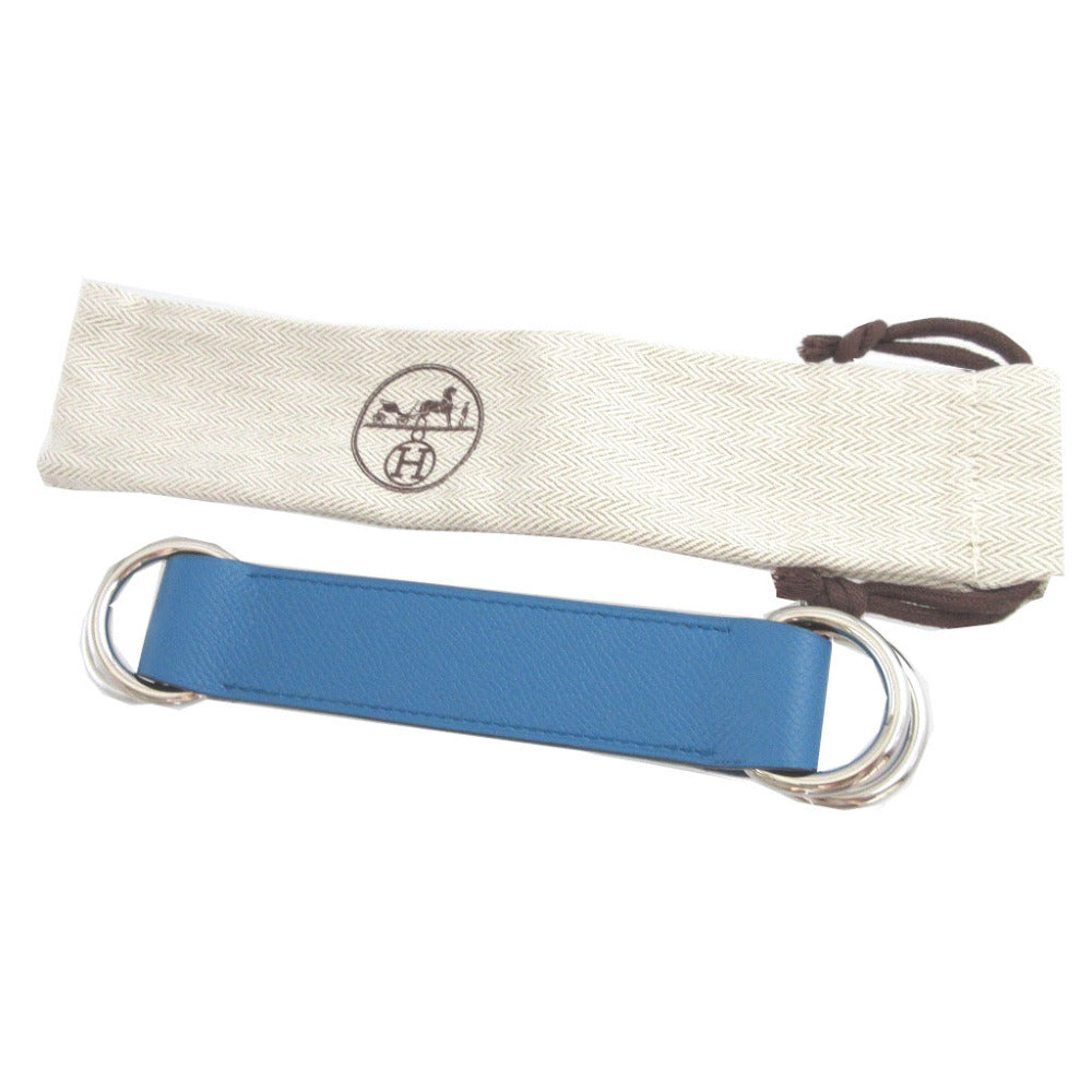 新品同様 エルメス ロマンス □O刻印(2011年製) ヴォーエプソン ブルー 青 スカーフベルト スカーフリング 1084【中古】HERMES