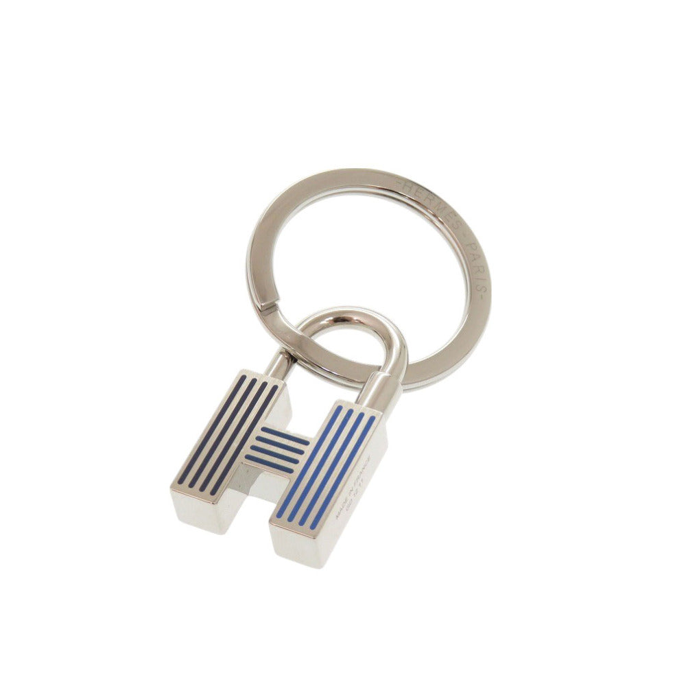 新品同様 エルメス クイズ レインボー カナデ 077309FP メタル シルバー ブルー キーホルダー 1085【中古】HERMES