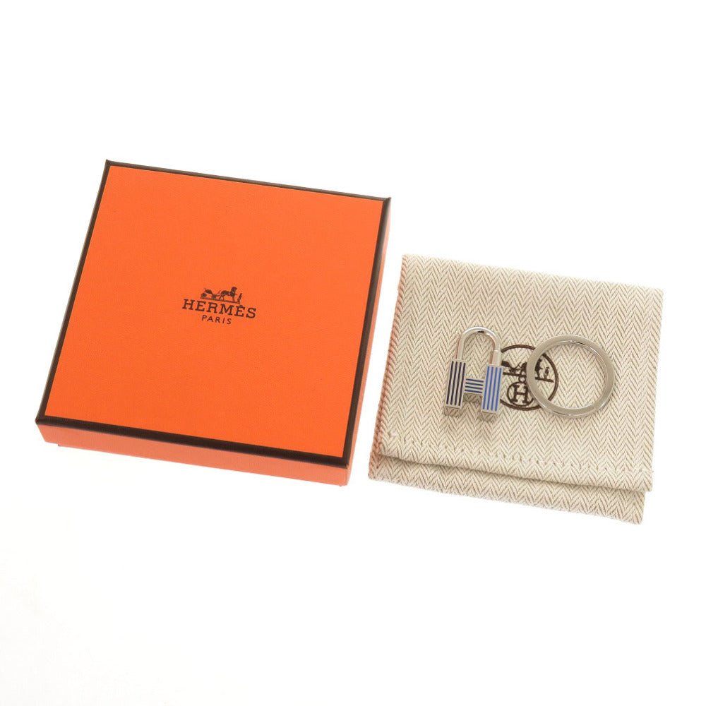 新品同様 エルメス クイズ レインボー カナデ 077309FP メタル シルバー ブルー キーホルダー 1085【中古】HERMES