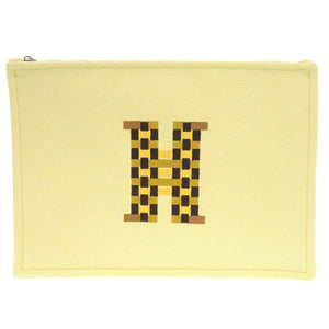 新品同様 エルメス Hティサージュ フラットポーチ コットン イエロー 1089【中古】HERMES