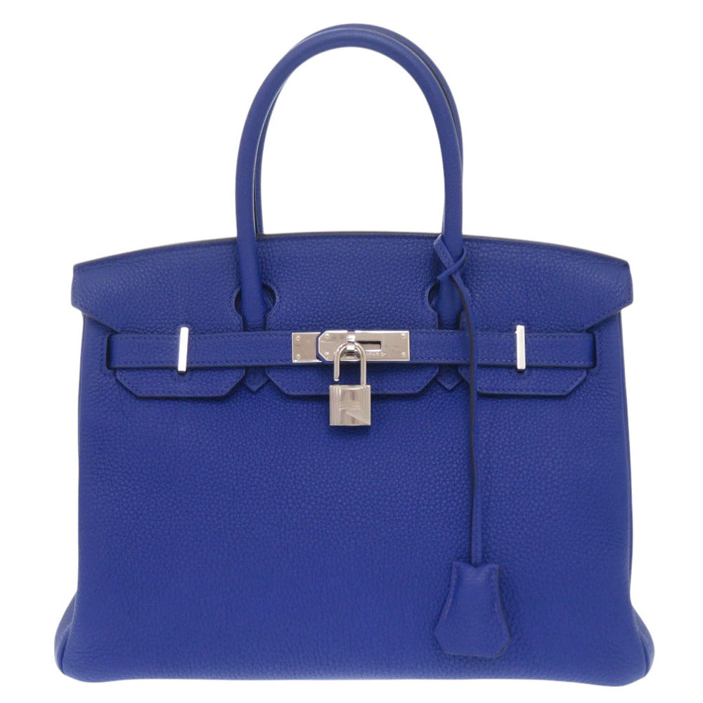 新品同様 エルメス バーキン30 トリヨンクレマンス ブルーロワイヤル シルバー金具 U刻印(2022年製) ハンドバッグ 青 1114【中古】HERMES