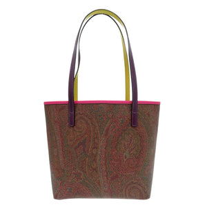 未使用 エトロ ペイズリー柄 0N457 コットン ブラウン パープル トートバッグ 1115【中古】ETRO