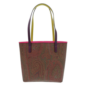 未使用 エトロ ペイズリー柄 0N457 コットン ブラウン パープル トートバッグ 1115【中古】ETRO
