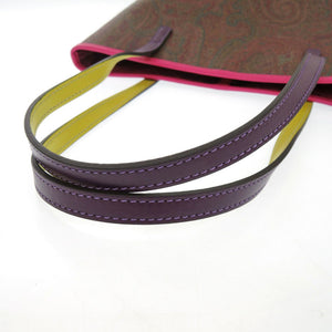 未使用 エトロ ペイズリー柄 0N457 コットン ブラウン パープル トートバッグ 1115【中古】ETRO