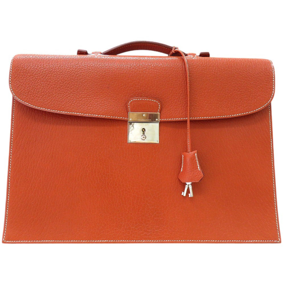 美品 エルメス キリウス ビジネスバッグ ブッフル ブラウン D刻印 1123【中古】HERMES