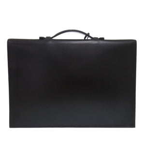美品 エルメス キリウス ボックスカーフ ブラック シルバー金具 □D刻印 ブリーフケース ビジネスバッグ 黒 1125【中古】HERMES