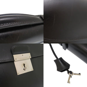 美品 エルメス キリウス ボックスカーフ ブラック シルバー金具 □D刻印 ブリーフケース ビジネスバッグ 黒 1125【中古】HERMES