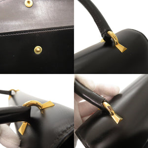 エルメス ヴィンテージ レザー ブラック ハンドバッグ 黒 1126【中古】HERMES