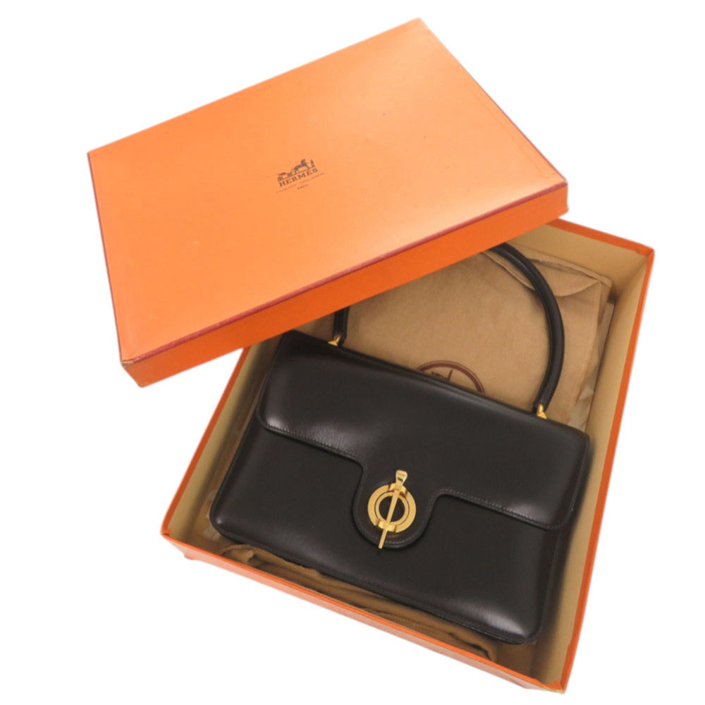 エルメス ヴィンテージ レザー ブラック ハンドバッグ 黒 1126【中古】HERMES