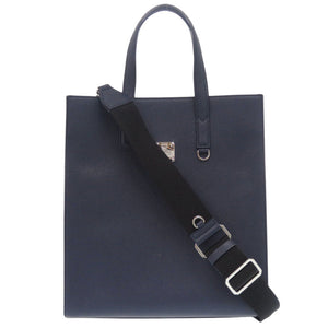 新品同様 エム シー エム 2WAY レザー ネイビー ハンドバッグ 1128【中古】MCM