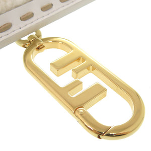 新品同様 フェンディ フォンホルダー バッグチャーム ムートン/レザー ホワイト ポーチ 白 1148【中古】FENDI