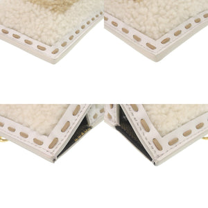 新品同様 フェンディ フォンホルダー バッグチャーム ムートン/レザー ホワイト ポーチ 白 1148【中古】FENDI