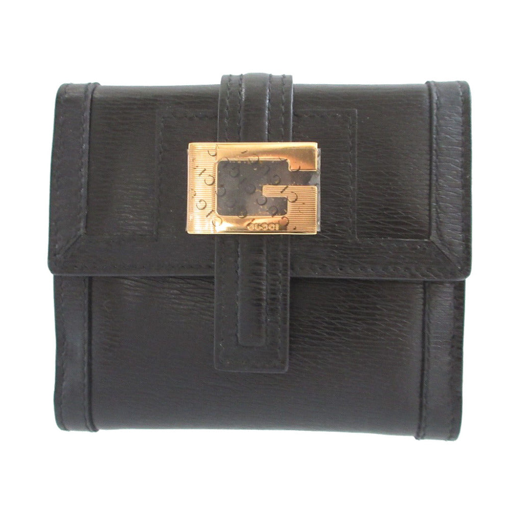 未使用 グッチ レザー 035・2118・2292 Gロゴ ブラック 黒 Wホック財布 財布 1154【中古】GUCCI