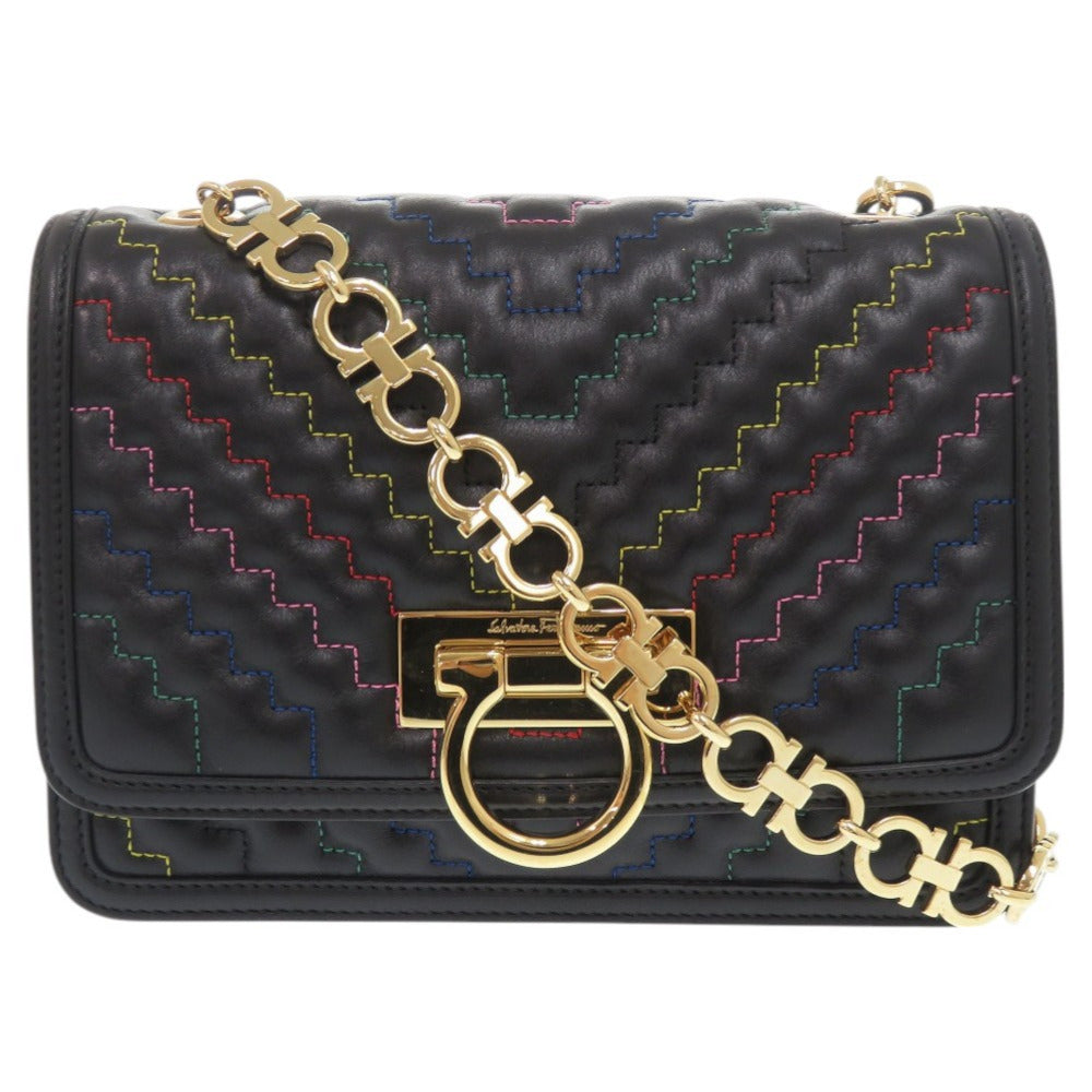 新品同様 サルヴァトーレフェラガモ ガンチーニ レザー マルチカラー チェーンショルダーバッグ ショルダーバッグ 1155【中古】Salvatore Ferragamo