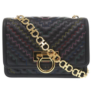 新品同様 サルヴァトーレフェラガモ ガンチーニ レザー マルチカラー チェーンショルダーバッグ ショルダーバッグ 1155【中古】Salvatore Ferragamo