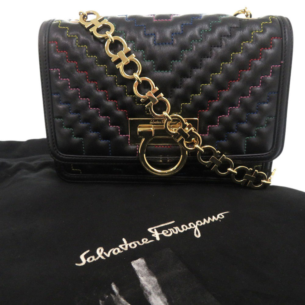 新品同様 サルヴァトーレフェラガモ ガンチーニ レザー マルチカラー チェーンショルダーバッグ ショルダーバッグ 1155【中古】Salvatore Ferragamo