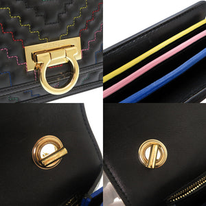 新品同様 サルヴァトーレフェラガモ ガンチーニ レザー マルチカラー チェーンショルダーバッグ ショルダーバッグ 1155【中古】Salvatore Ferragamo