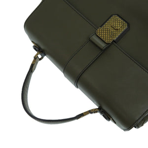 美品 ボッテガヴェネタ ピアッツァ 543214 VALKG 2334 カーフ ラムスキン マスタードグリーン 緑 ハンドバッグ 1175【中古】BOTTEGAVENETA