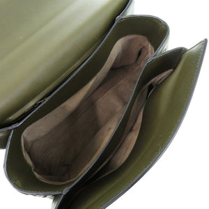 美品 ボッテガヴェネタ ピアッツァ 543214 VALKG 2334 カーフ ラムスキン マスタードグリーン 緑 ハンドバッグ 1175【中古】BOTTEGAVENETA
