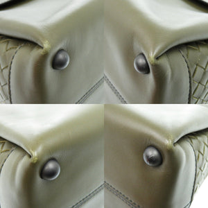 美品 ボッテガヴェネタ ピアッツァ 543214 VALKG 2334 カーフ ラムスキン マスタードグリーン 緑 ハンドバッグ 1175【中古】BOTTEGAVENETA