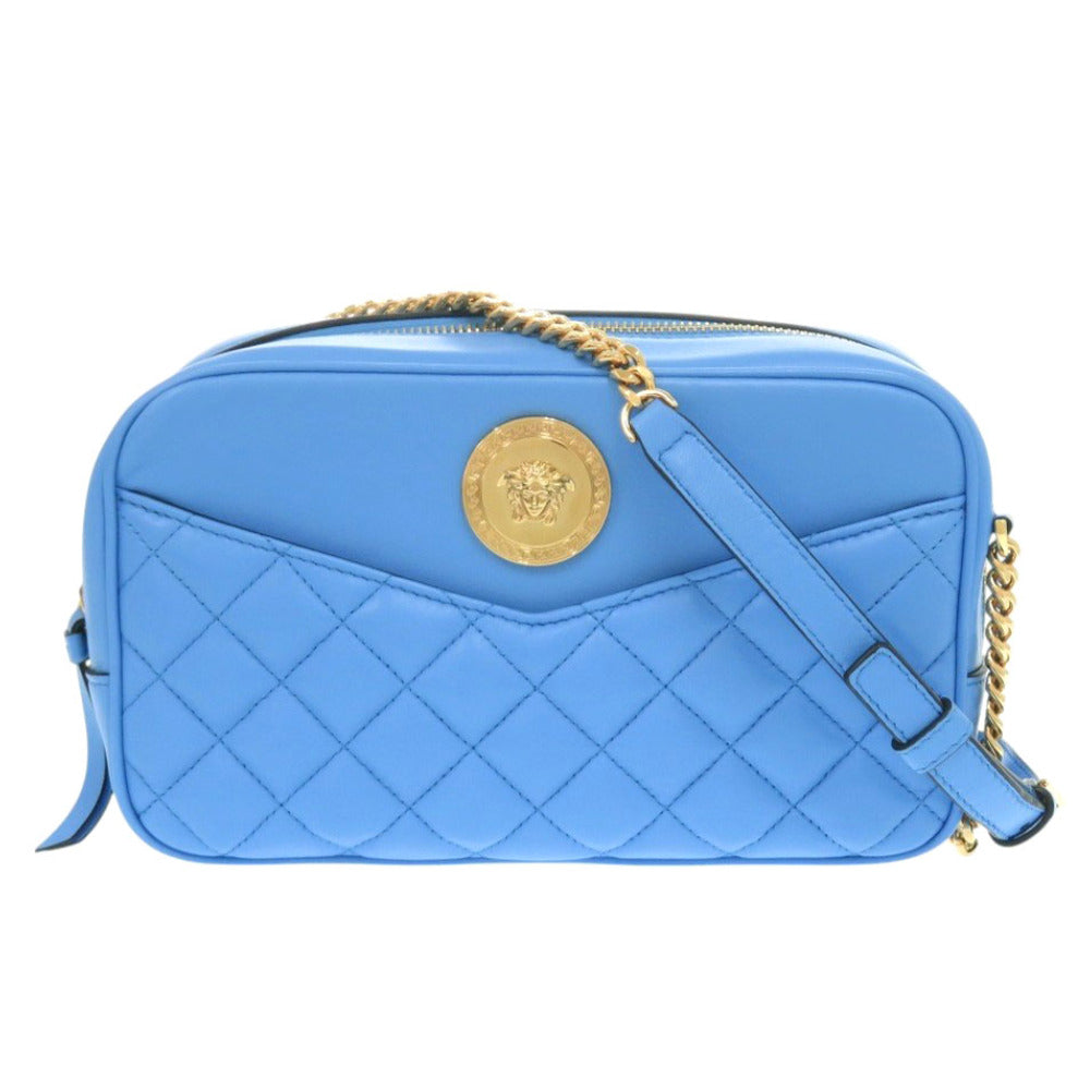 新品同様 ジャンニ・ヴェルサーチ キルティング メドゥーサ 1008828 1A03912 レザー ブルー ショルダーバック 青 1181【中古】Gianni Versace