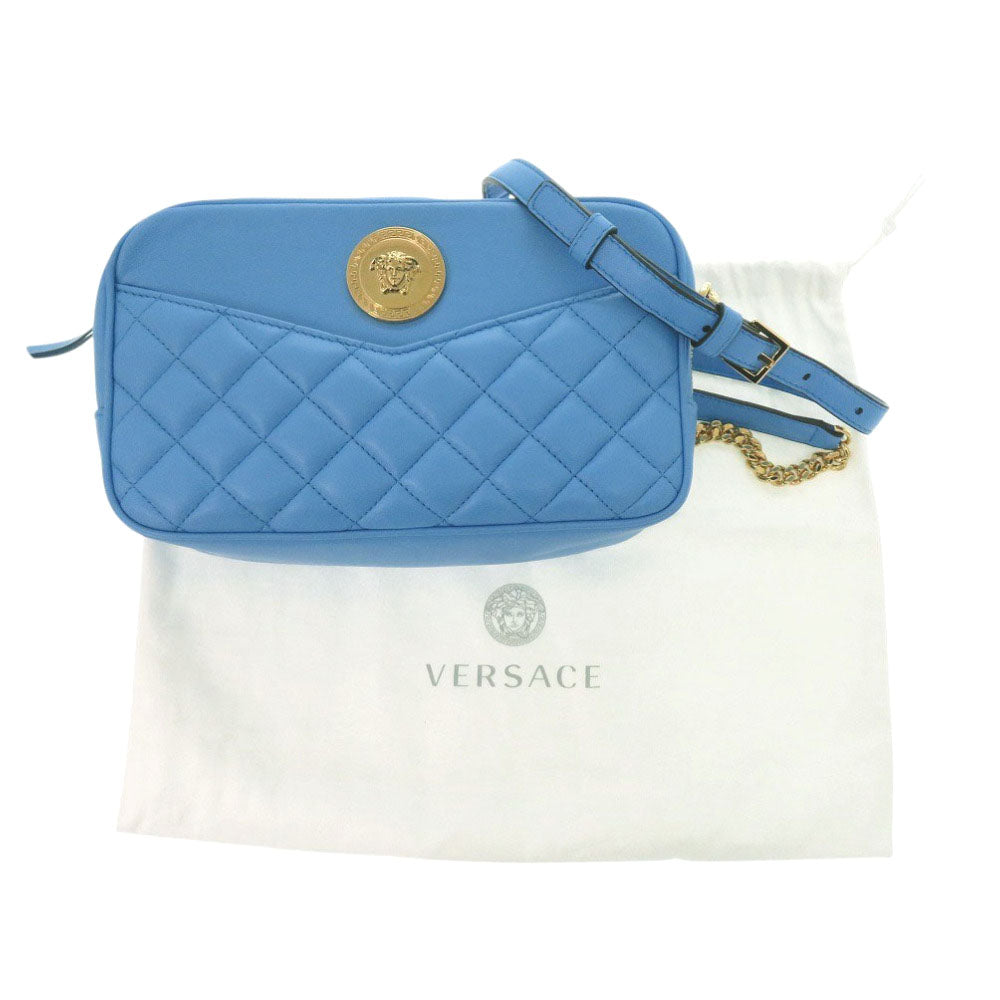 新品同様 ジャンニ・ヴェルサーチ キルティング メドゥーサ 1008828 1A03912 レザー ブルー ショルダーバック 青 1181【中古】Gianni Versace