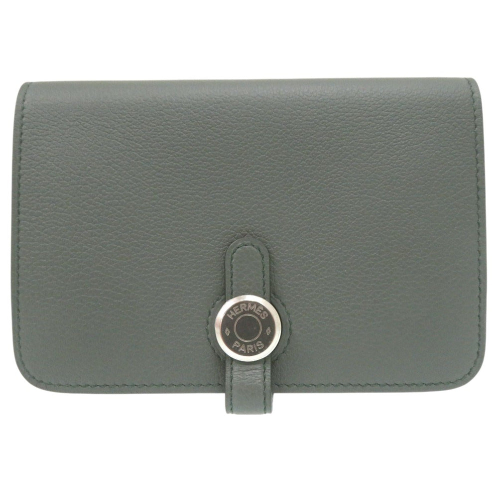 未使用品 エルメス ドゴン コンパクト コインケース レザー ヴェールアマンド エバーカラー W刻印 1193【中古】HERMES