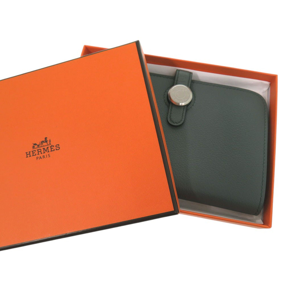 未使用品 エルメス ドゴン コンパクト コインケース レザー ヴェールアマンド エバーカラー W刻印 1193【中古】HERMES