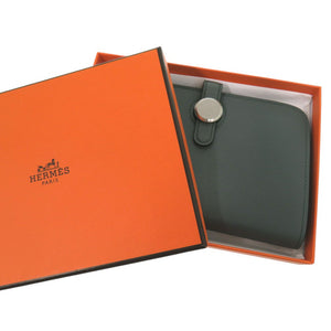 未使用品 エルメス ドゴン コンパクト コインケース レザー ヴェールアマンド エバーカラー W刻印 1193【中古】HERMES
