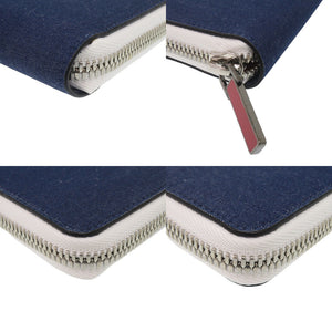 未使用 クリスチャンルブタン ラウンドファスナー 1235496 デニム ブルー 長財布 青 1200【中古】Christian Louboutin