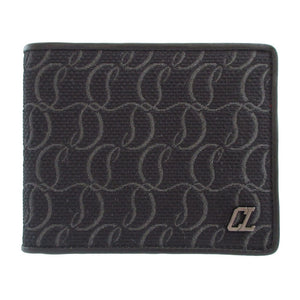 未使用 クリスチャン ルブタン 1245223 キャンバス ブラック 黒 2つ折り財布 札入れ 財布 1203【中古】Christian Louboutin