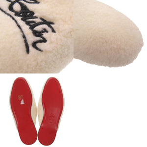 新品同様 クリスチャンルブタン COOLITO DONNA FLAT ルームシューズ クロコ型押し ムートン レザー ホワイト 1204【中古】Christian Louboutin