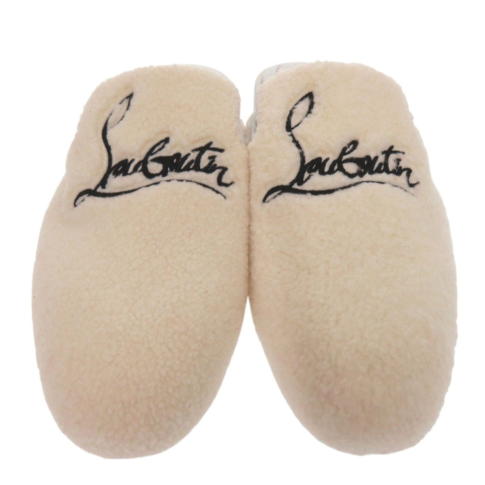 新品同様 クリスチャンルブタン COOLITO DONNA FLAT ルームシューズ クロコ型押し ムートン レザー ホワイト 1204【中古】Christian Louboutin